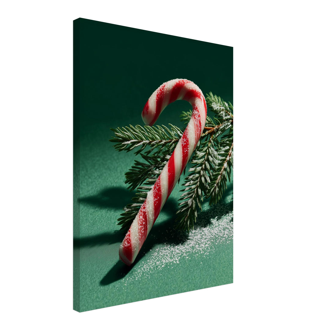 Zuckerstange auf grünem Hintergrund Leinwandbild – Schräge Ansicht – Produktfoto