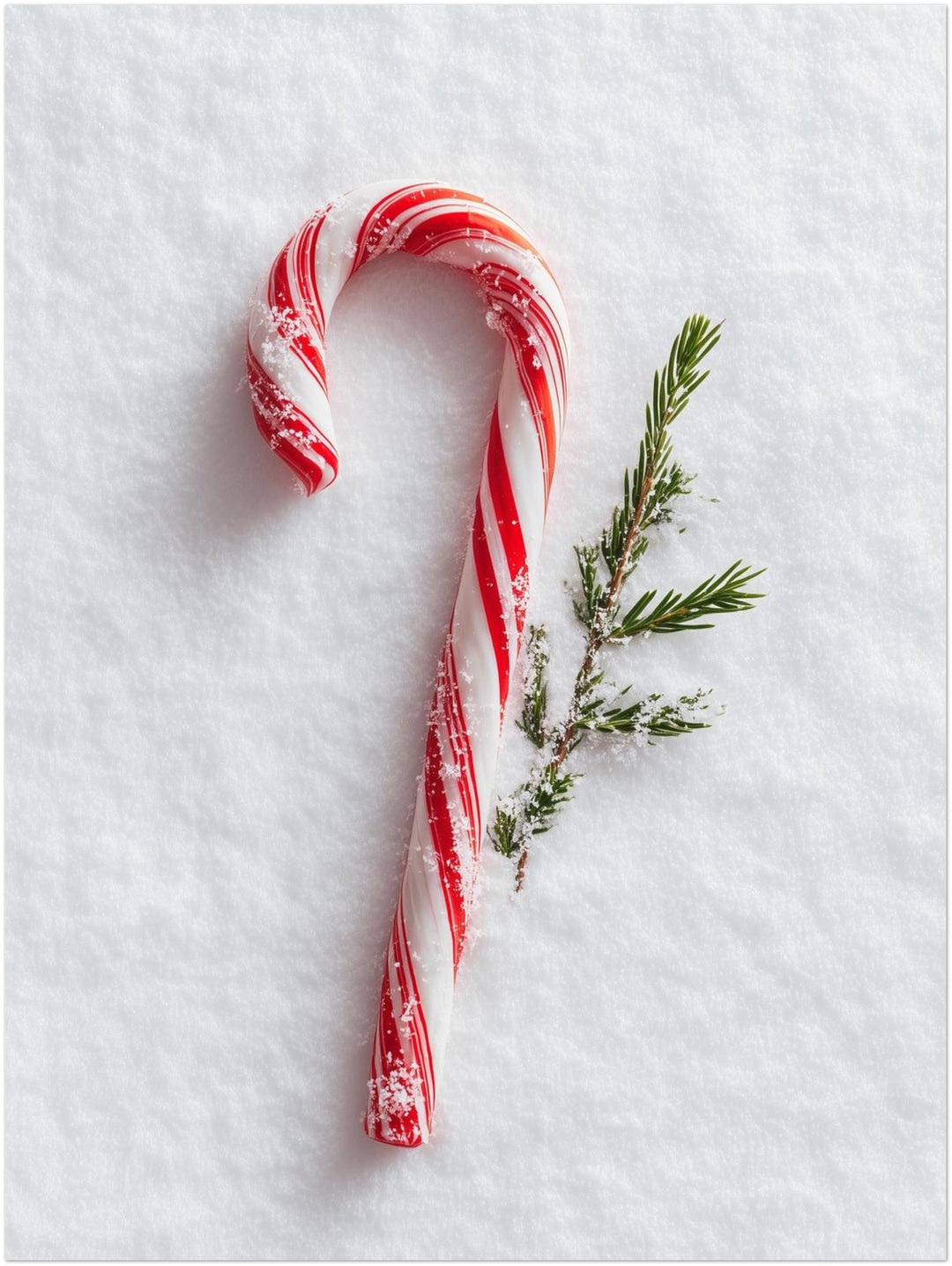 Zuckerstange im Schnee Leinwandbild – Ohne Rahmen – Produktfoto