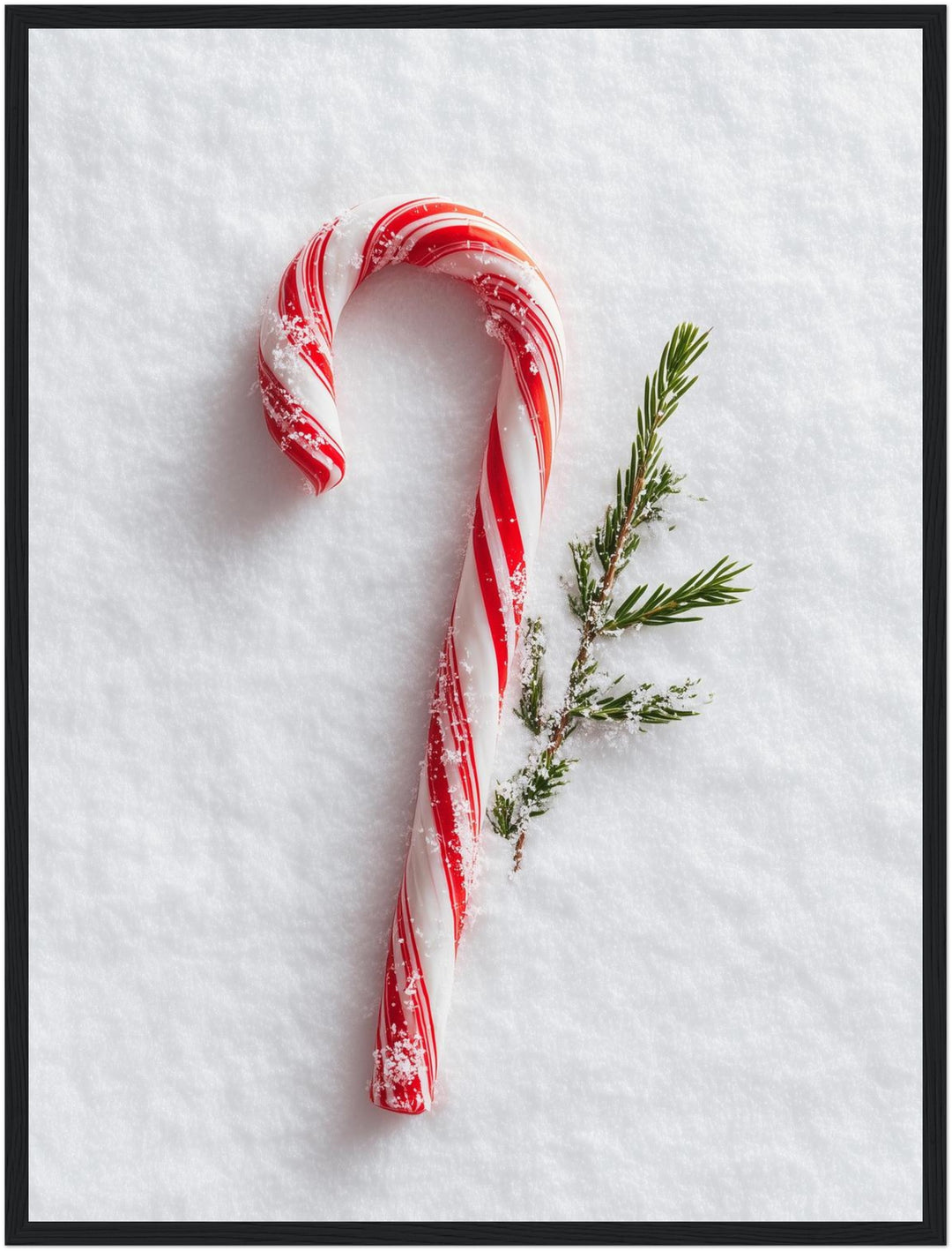 Zuckerstange im Schnee Poster – Schwarzer Rahmen – Produktfoto