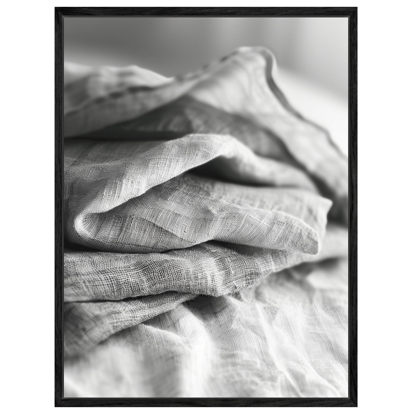 Gefaltetes Leinen Schwarz Weiß Leinwandbild