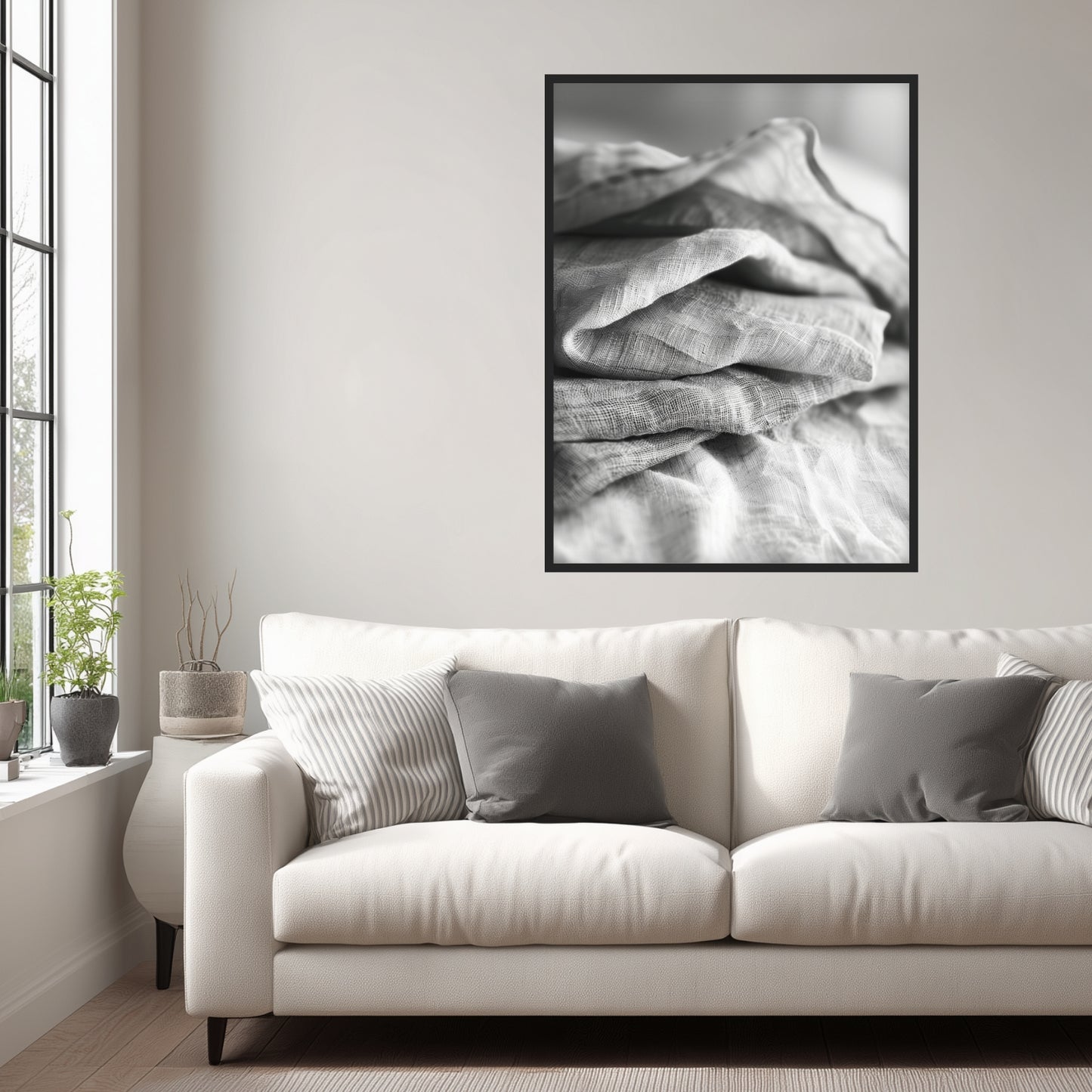 Gefaltetes Leinen Schwarz Weiß Poster