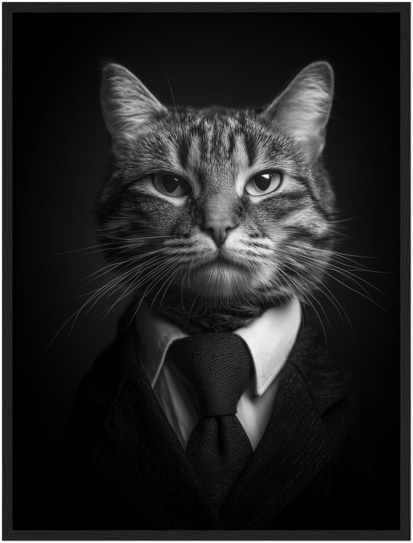 Katze im Anzug Schwarz Weiß Poster