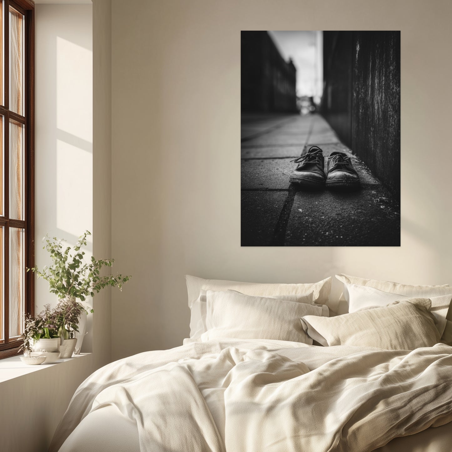 Verlassene Schuhe Schwarz Weiß Poster