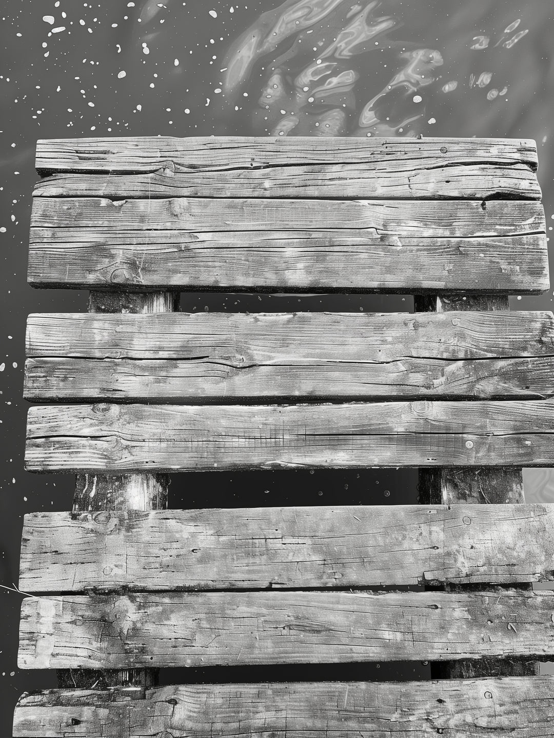 Verwitterter Holzsteg schwarz weiß – Wandkunst