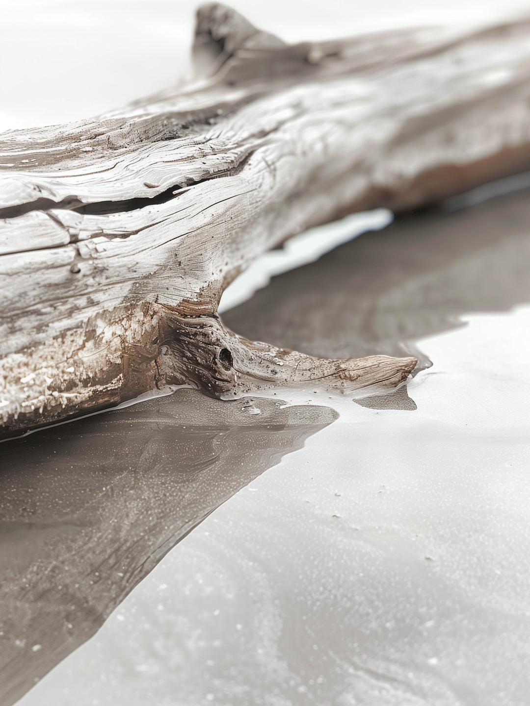 Verwittertes Treibholz am Strand  – Wandkunst