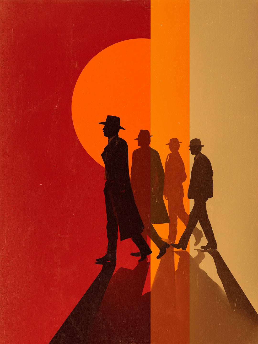 Vier Männer Silhouetten Retro – Wandkunst