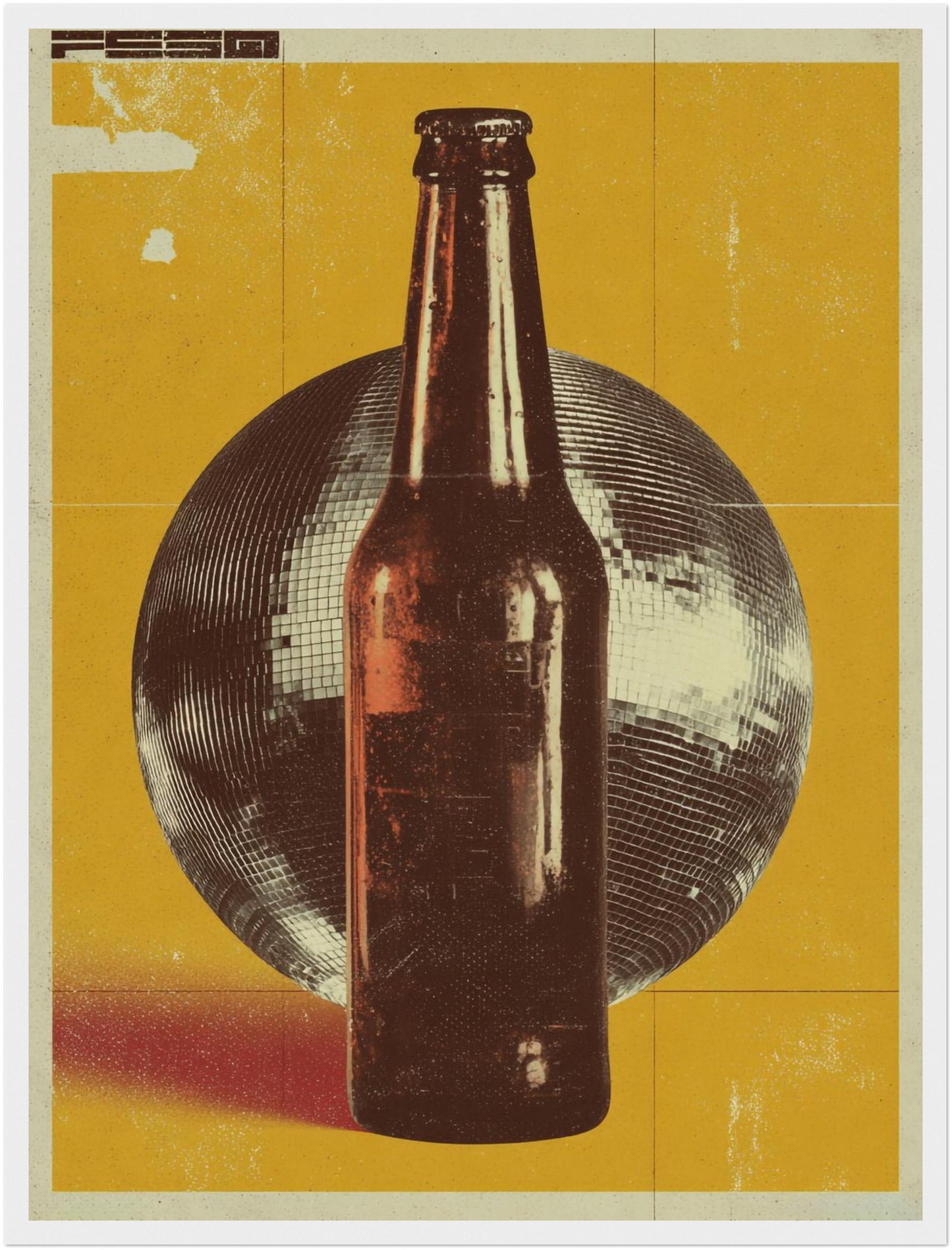 Bierflasche vor Discokugel Poster