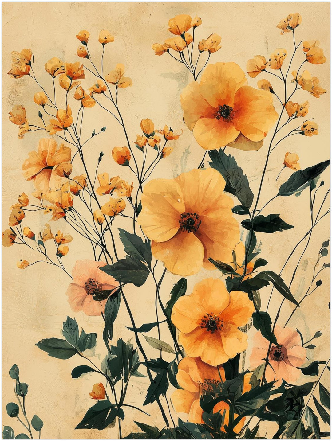 Blumenpracht im Vintage-Stil Vintage – Wandkunst