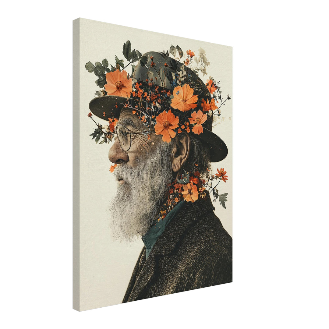 Blumiger Veteran Leinwand Vintage – Leinwand auf Holzrahmen – Ansicht 2