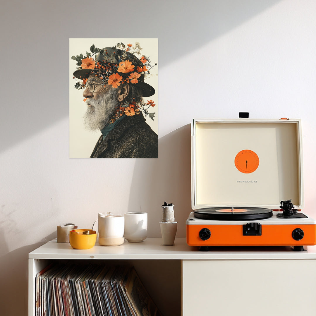 Blumiger Veteran Leinwand Vintage – Leinwand auf Holzrahmen – Ansicht 3