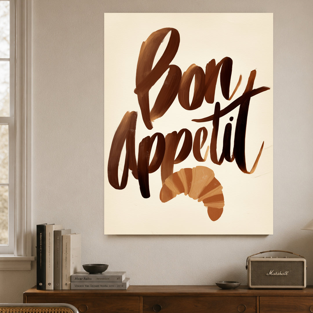 Bon Appétit Schriftzug Leinwandbild – Ohne Rahmen – Produktfoto