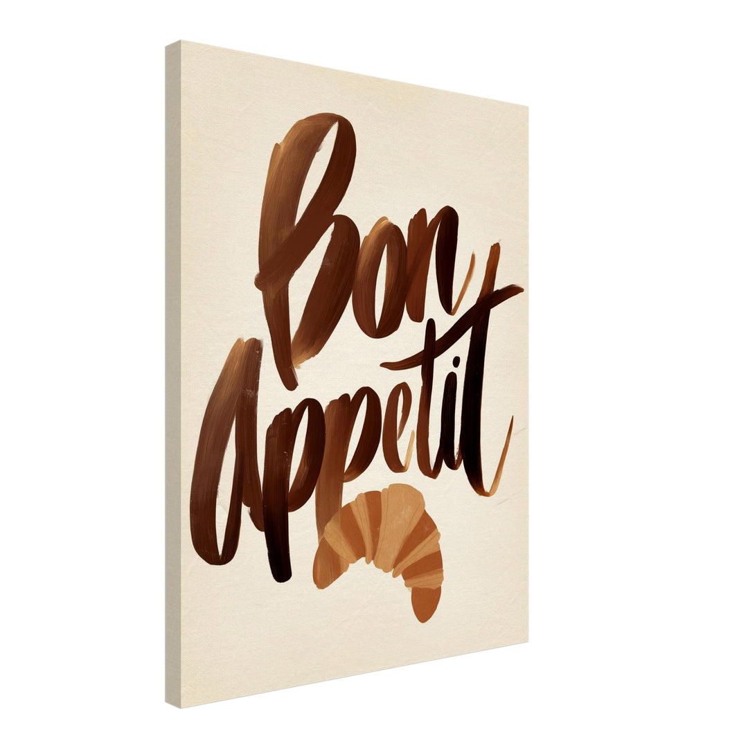 Bon Appétit Schriftzug Leinwandbild – Schräge Ansicht – Produktfoto