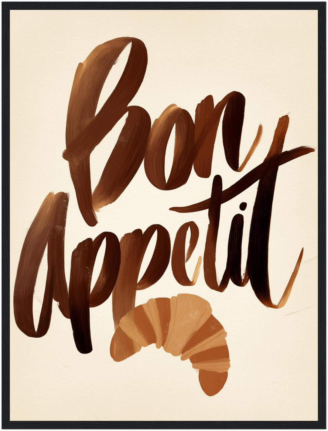 Bon Appétit Schriftzug Poster – Schwarzer Rahmen – Produktfoto