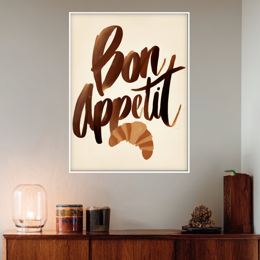 Bon Appétit Schriftzug Poster – Weißer Rahmen – Produktfoto