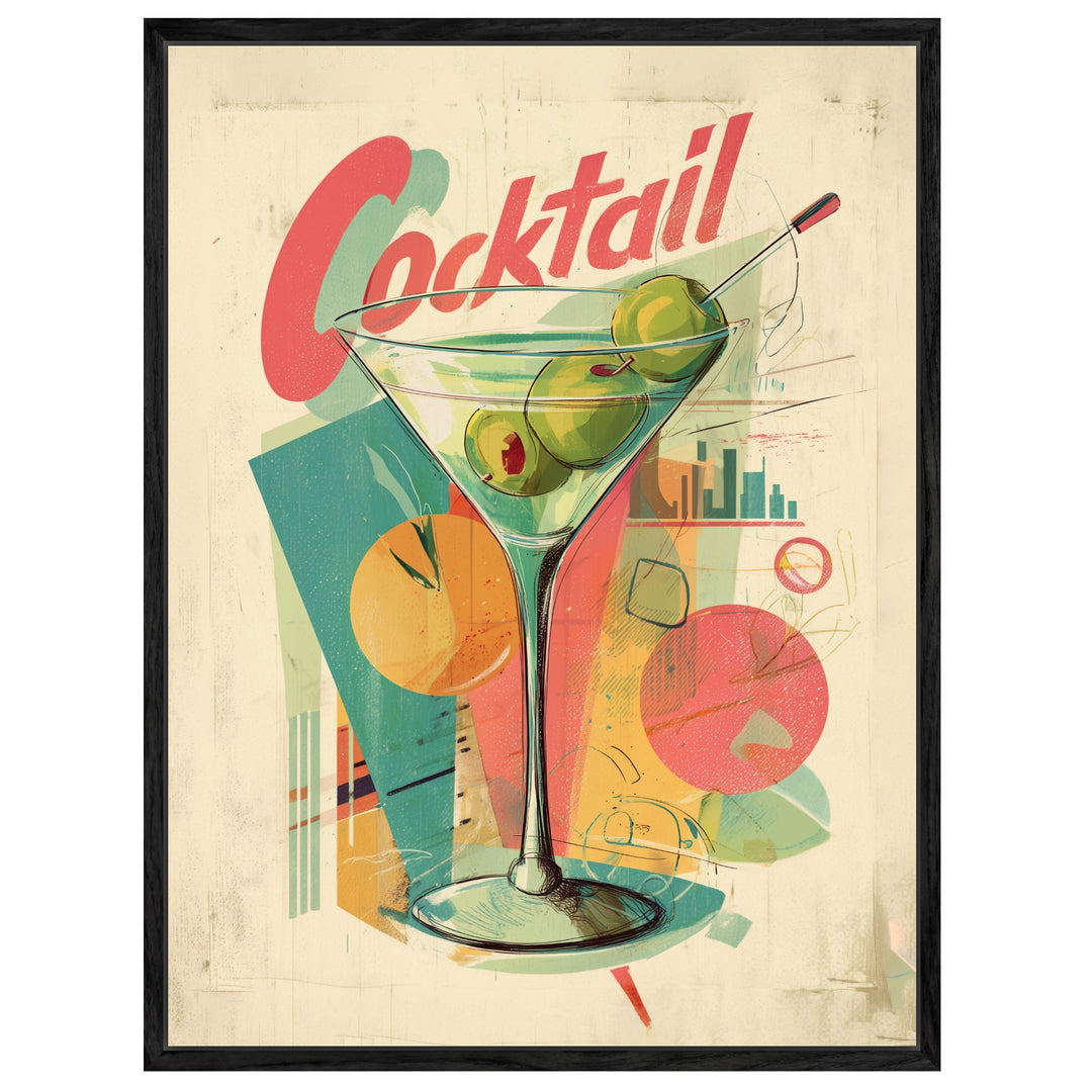 Cocktailglas mit Oliven Leinwandbild abstrakt – Leinwand auf Holzrahmen – Ansicht 2