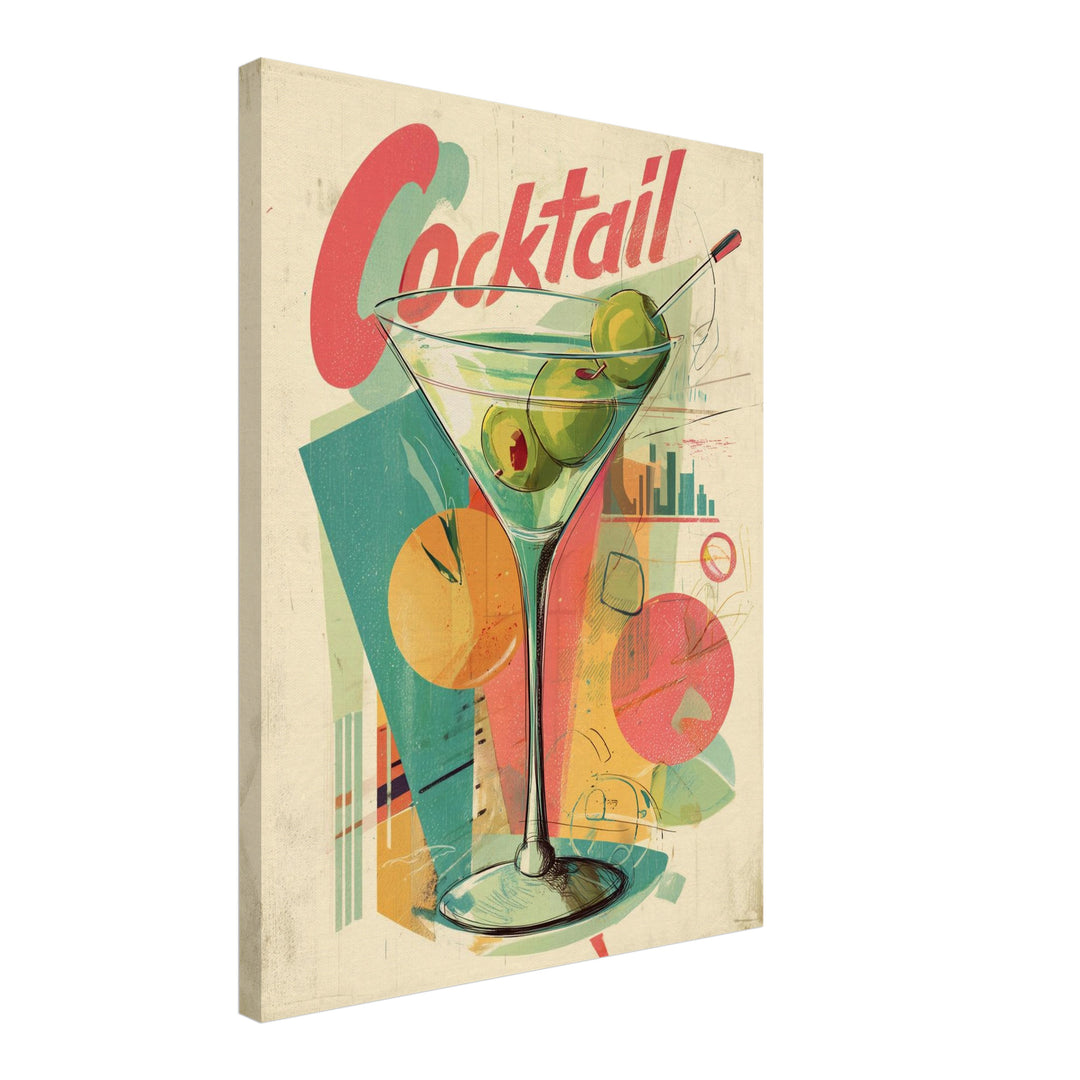 Cocktailglas mit Oliven Leinwandbild abstrakt – Leinwand auf Holzrahmen – Ansicht 4