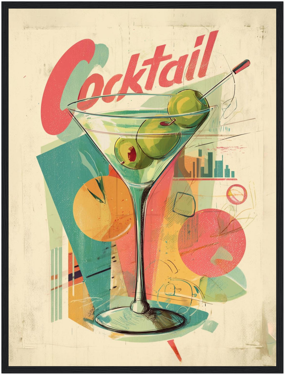 Cocktailglas mit Oliven Poster abstrakt – mattes Kunstdruck-Papier – Ansicht 5
