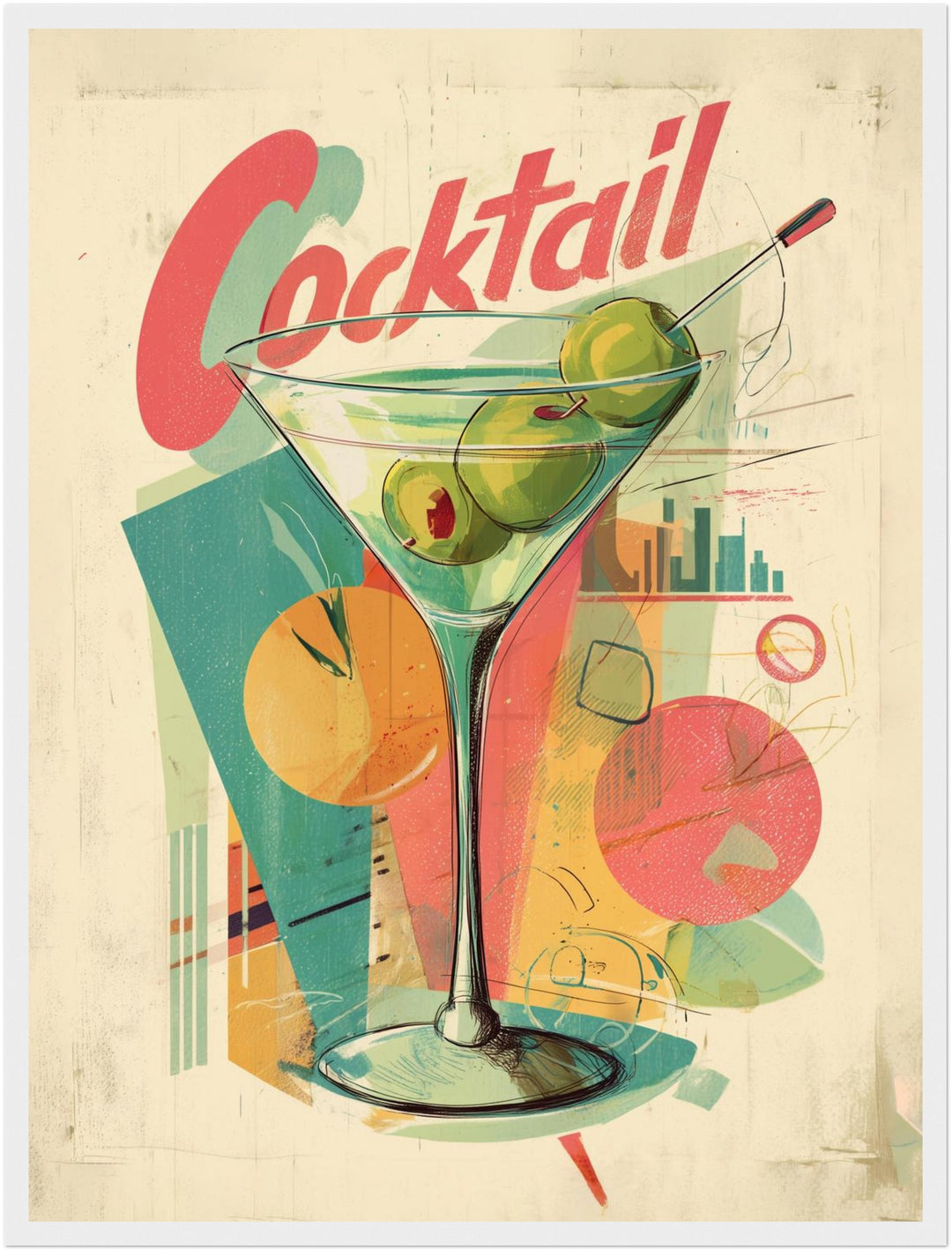 Cocktailglas mit Oliven Poster abstrakt – mattes Kunstdruck-Papier – Ansicht 6