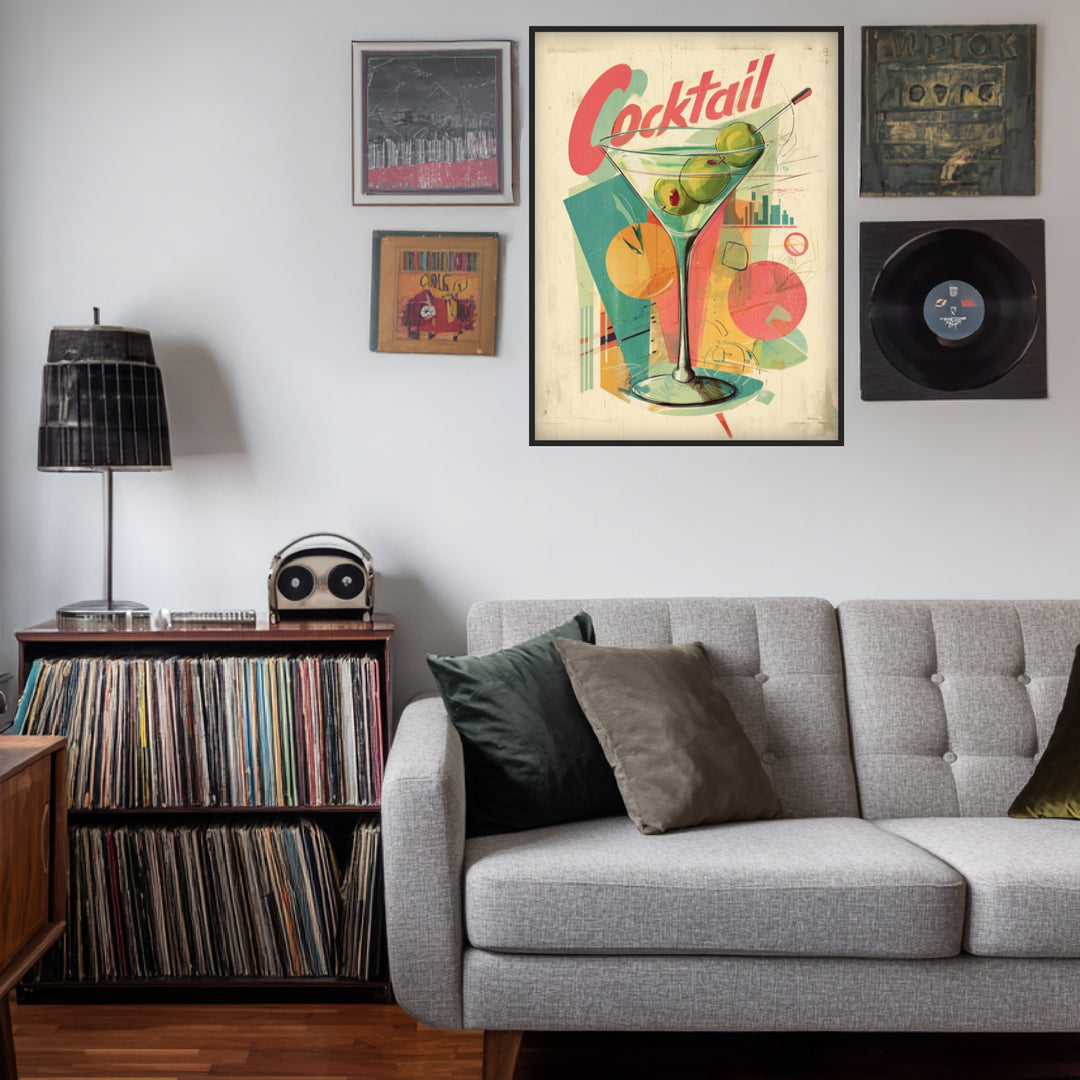 Cocktailglas mit Oliven Poster abstrakt – mattes Kunstdruck-Papier – Ansicht 3