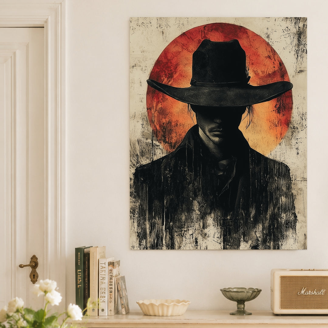 Cowboy im Sonnenuntergang Poster Vintage – mattes Kunstdruck-Papier – Ansicht 3
