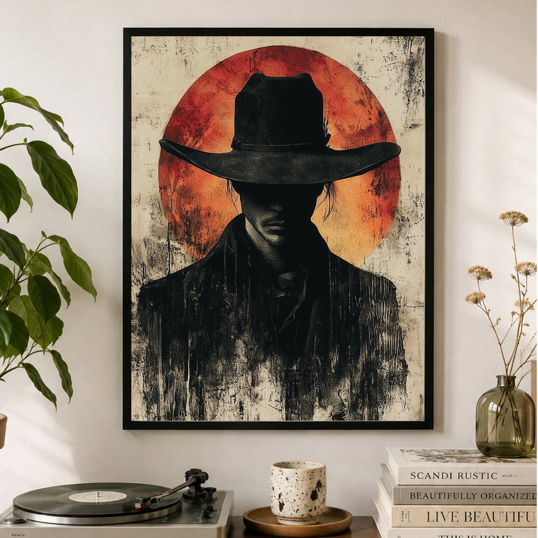 Cowboy im Sonnenuntergang Poster Vintage – mattes Kunstdruck-Papier – Ansicht 2