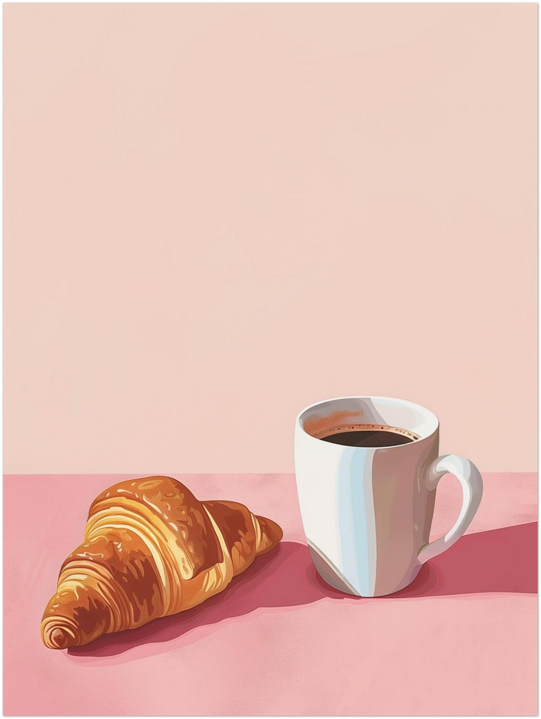 Croissant Kaffee Illustration Dopamin – Wandkunst