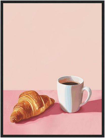 Croissant Kaffee Illustration Poster