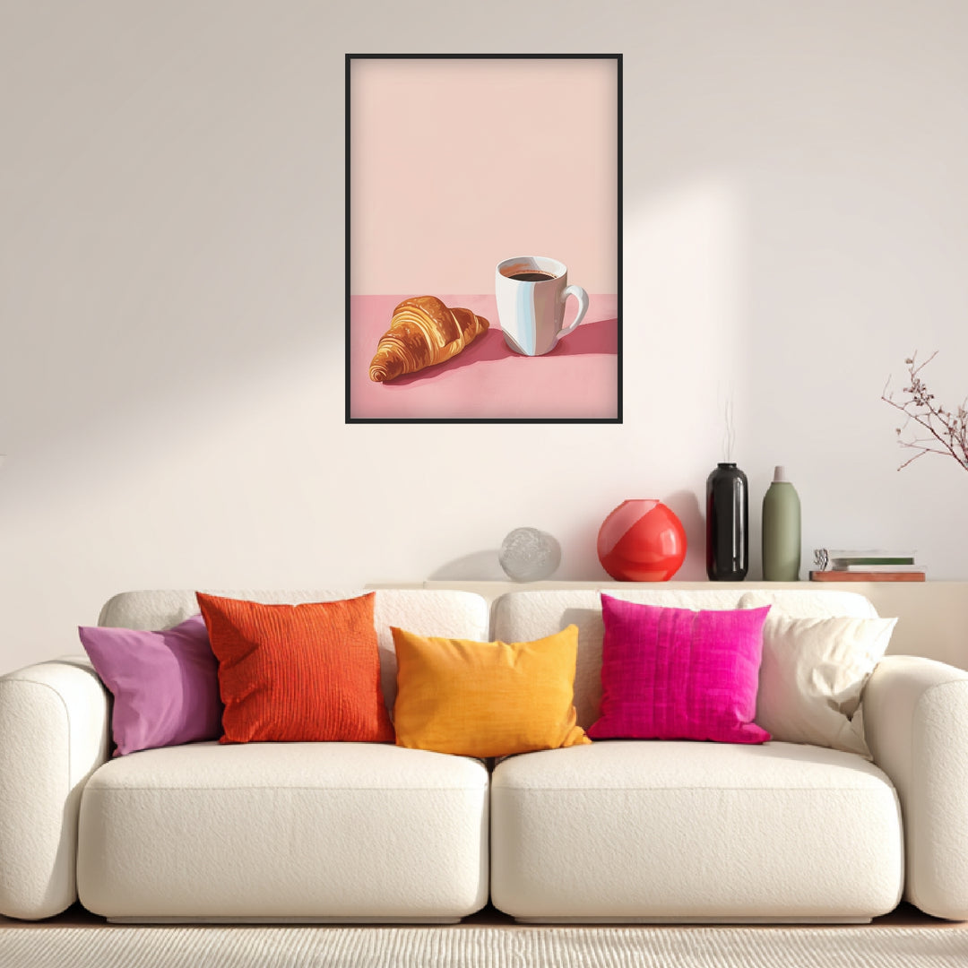 Croissant Kaffee Illustration Poster Dopamin – mattes Kunstdruck-Papier – Ansicht 3