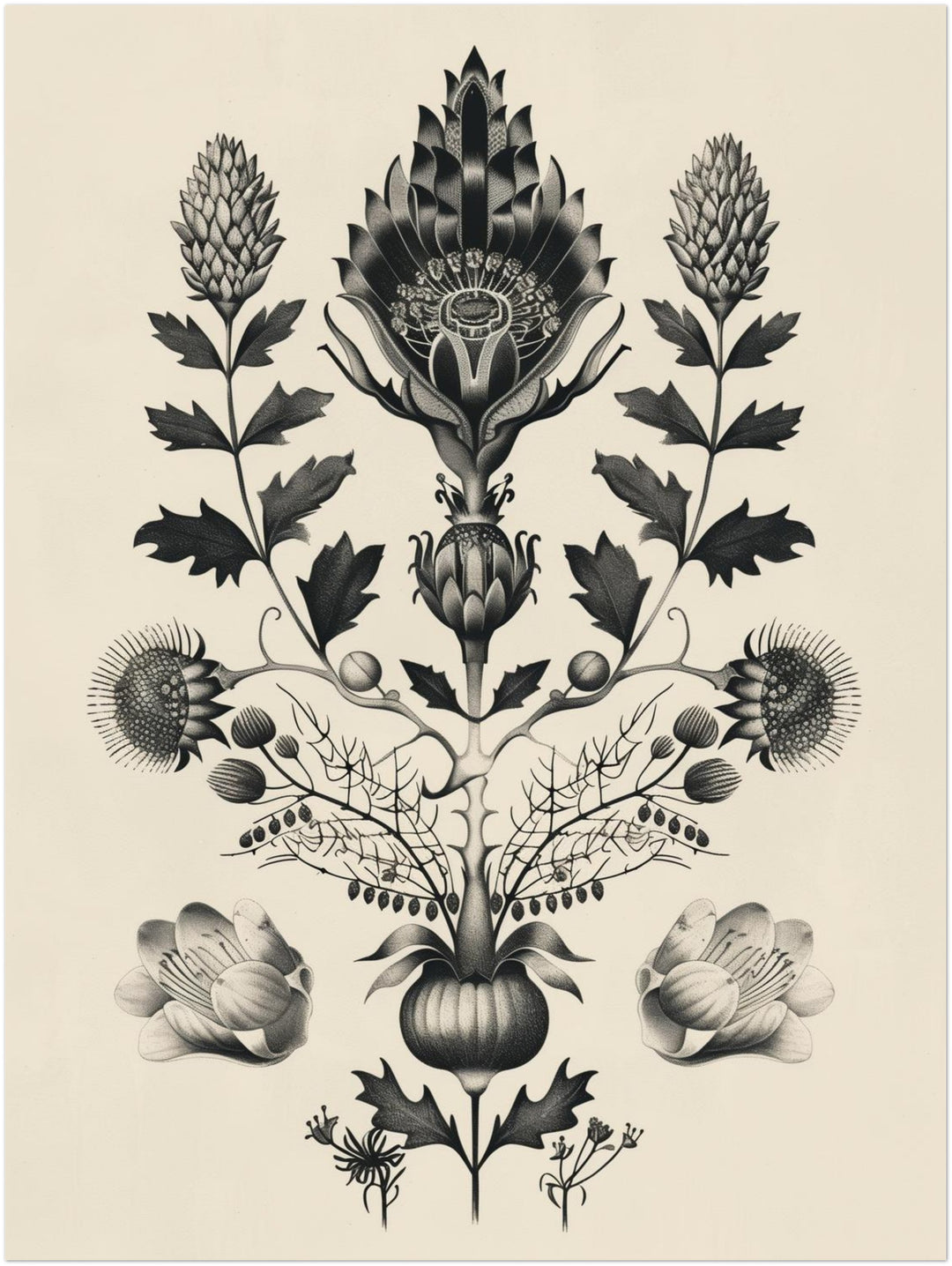 Florale Symmetrie Vintage – Wandkunst