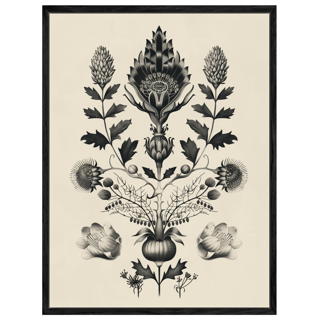 Florale Symmetrie Leinwand Vintage – Leinwand auf Holzrahmen – Ansicht 4