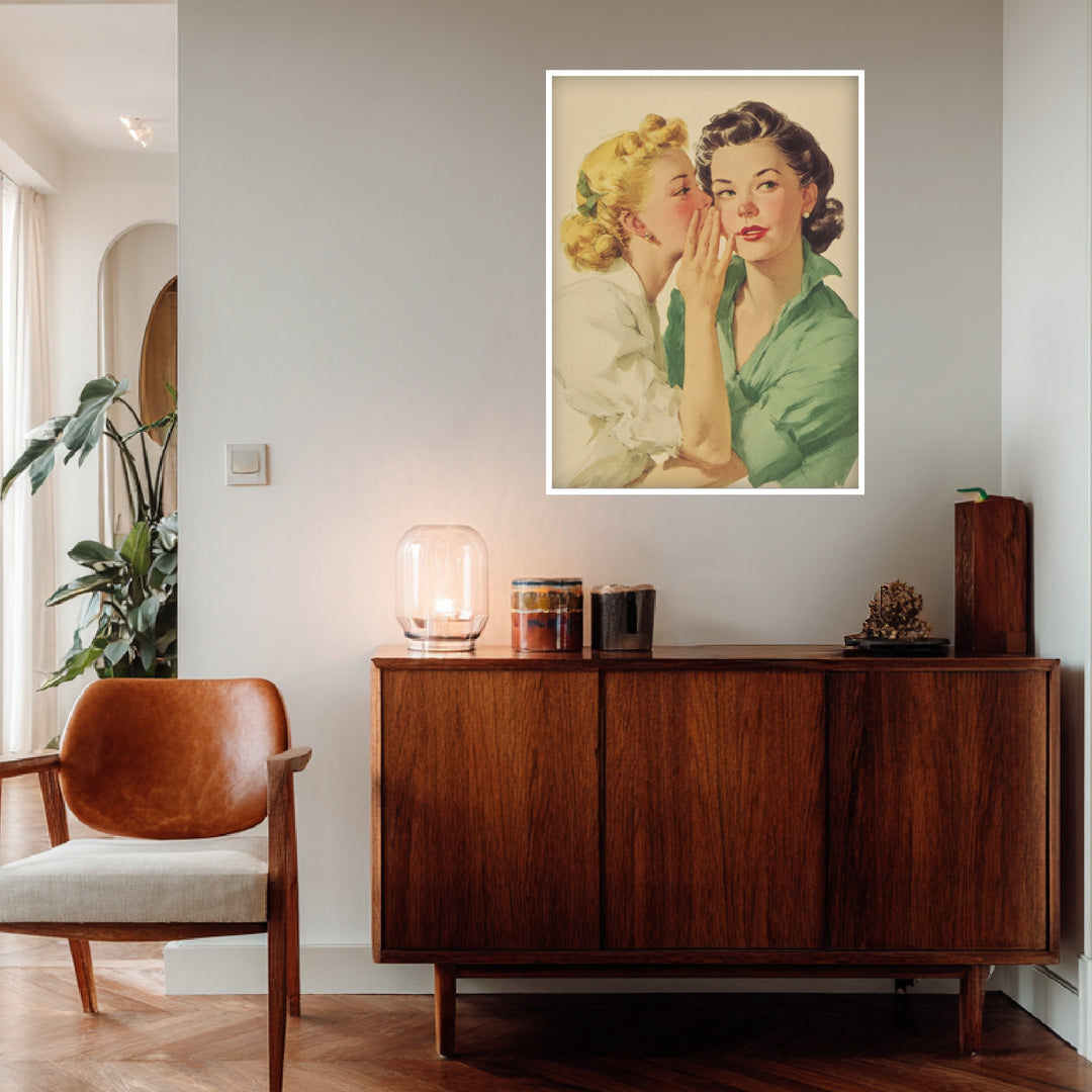Flüsternde Frauen Poster Vintage – mattes Kunstdruck-Papier – Ansicht 4