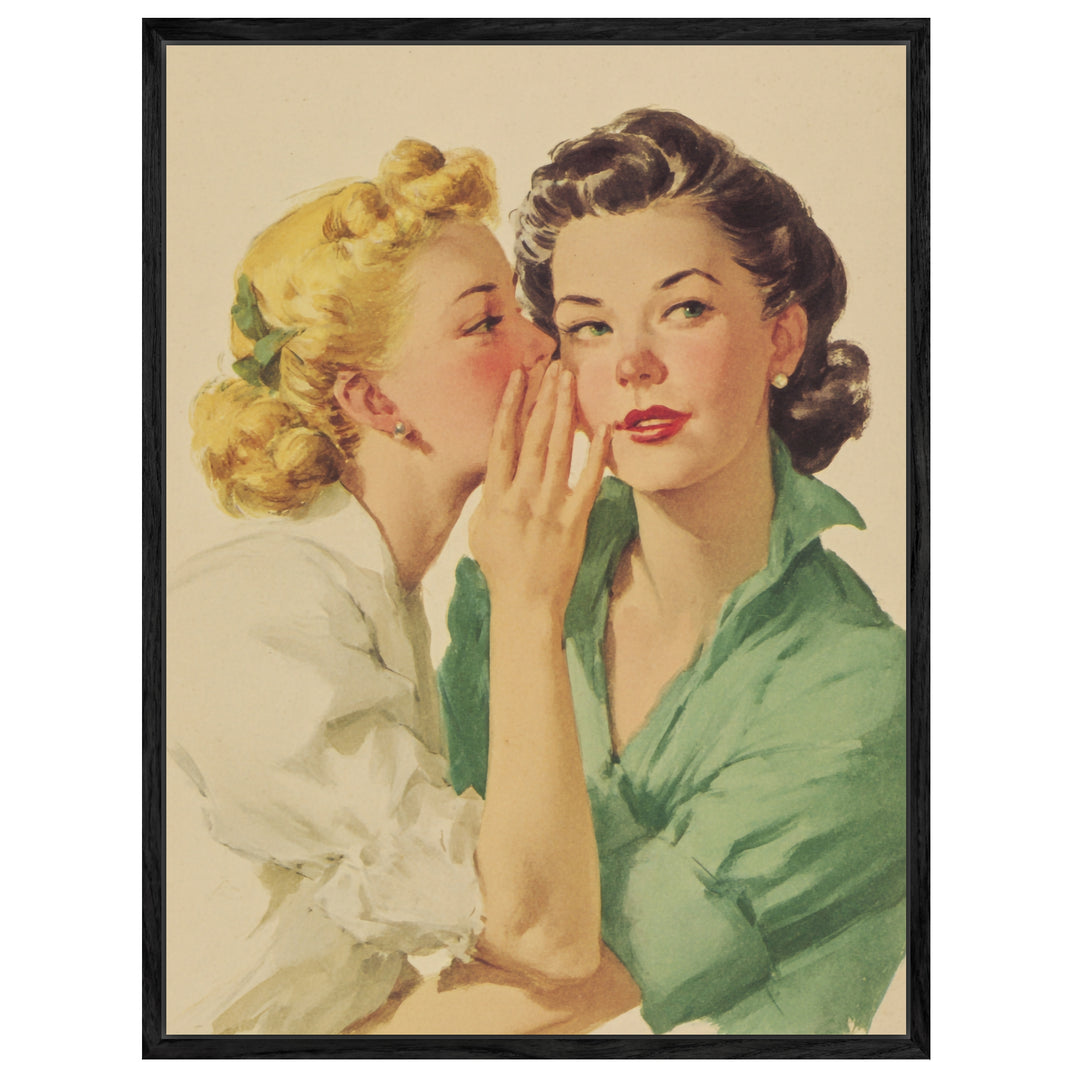 Flüsternde Frauen Leinwandbild Vintage – Leinwand auf Holzrahmen – Ansicht 4
