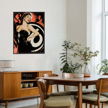 Frau im schwarzen Kleid Poster