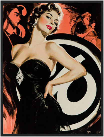 Frau im schwarzen Kleid Poster