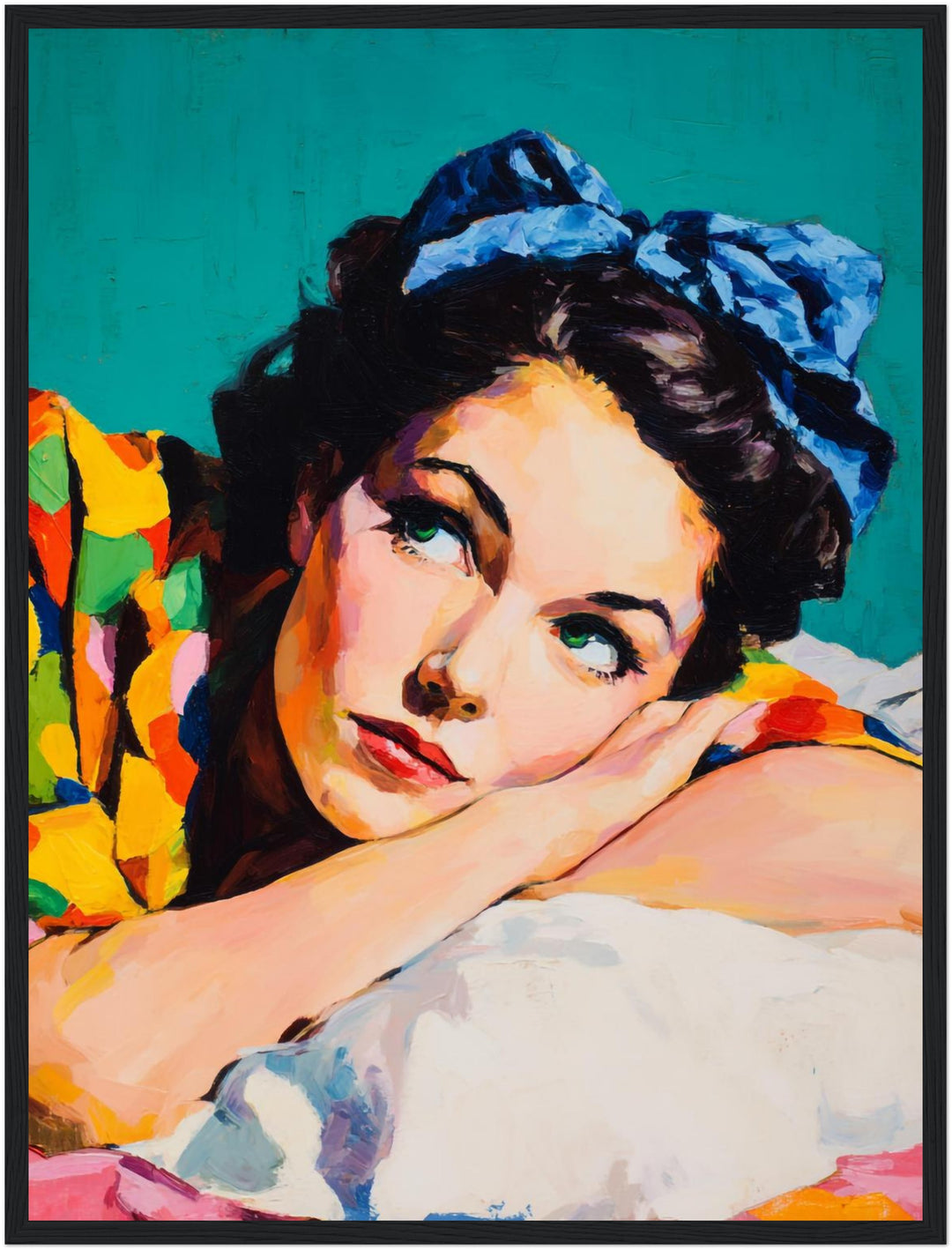 Frau mit blauem Haarband Poster Vintage – mattes Kunstdruck-Papier – Ansicht 2