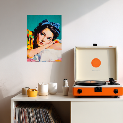 Frau mit blauem Haarband Poster