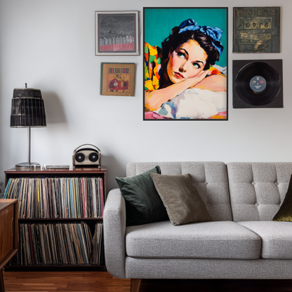 Frau mit blauem Haarband Poster