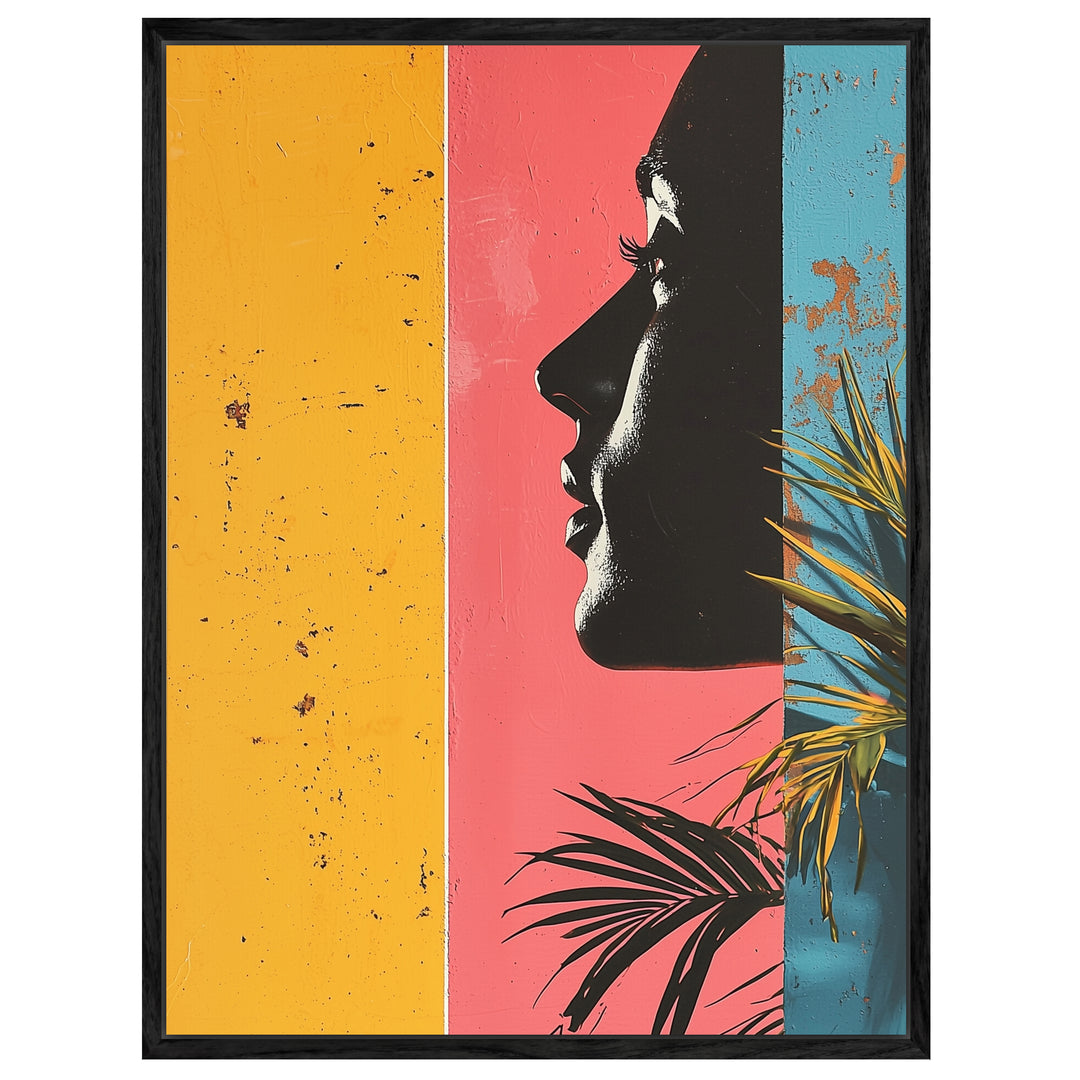 Frau Silhouette Leinwand Vintage – Leinwand auf Holzrahmen – Ansicht 4