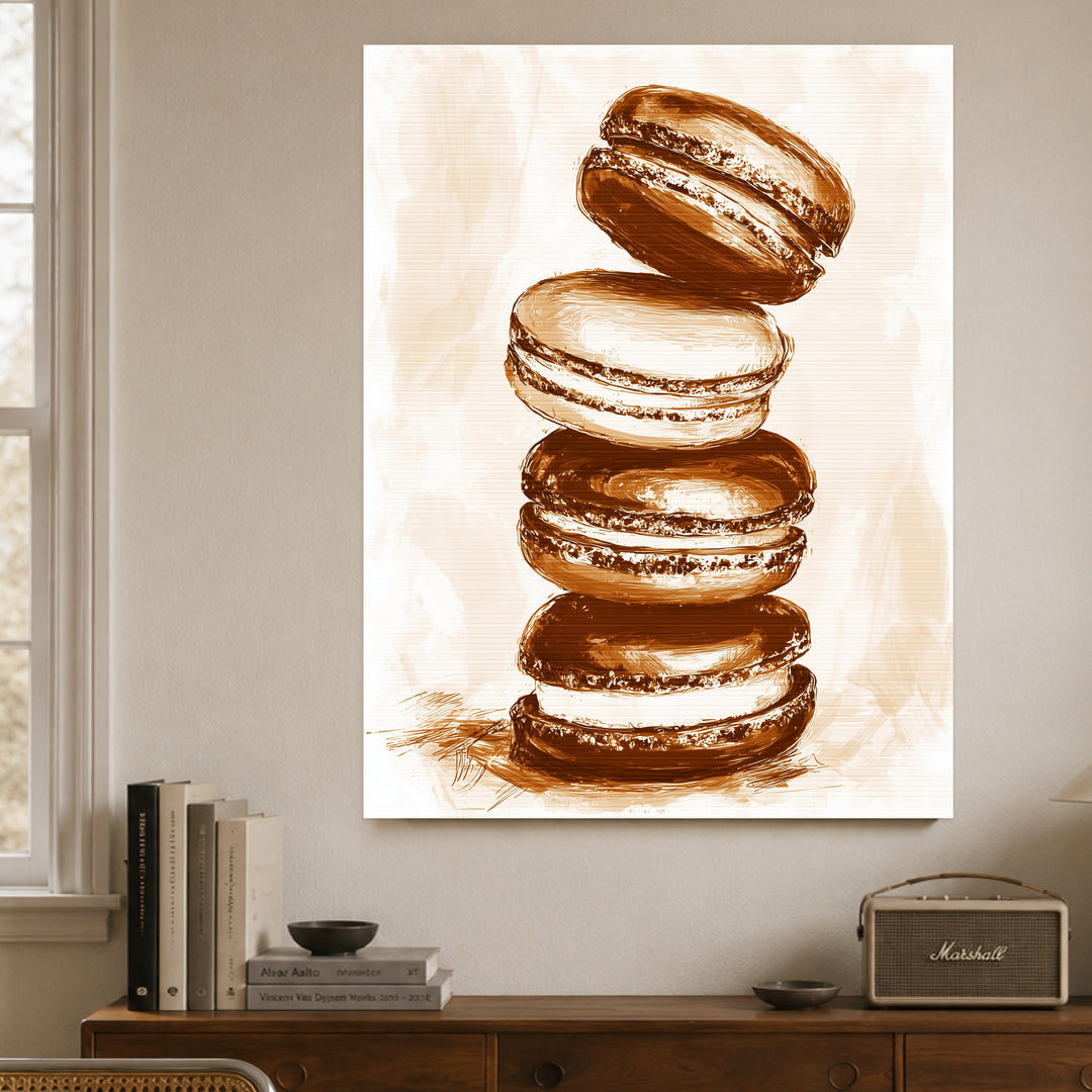 Gestapelte Macarons Vintage Leinwandbild – Ohne Rahmen – Produktfoto