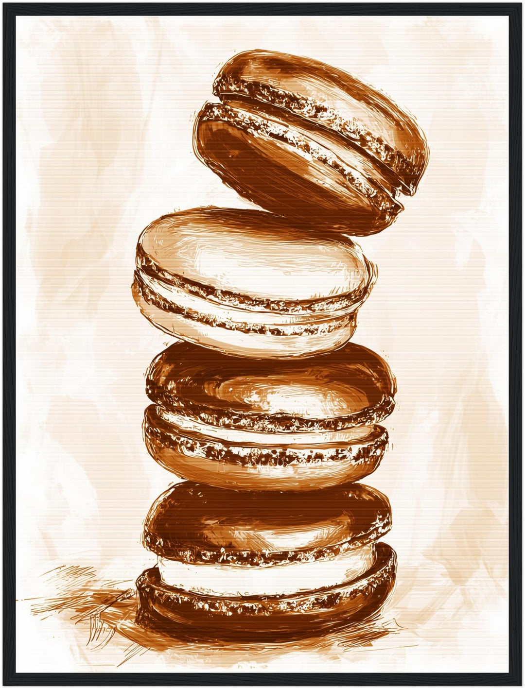 Gestapelte Macarons Vintage Poster – Schwarzer Rahmen – Produktfoto