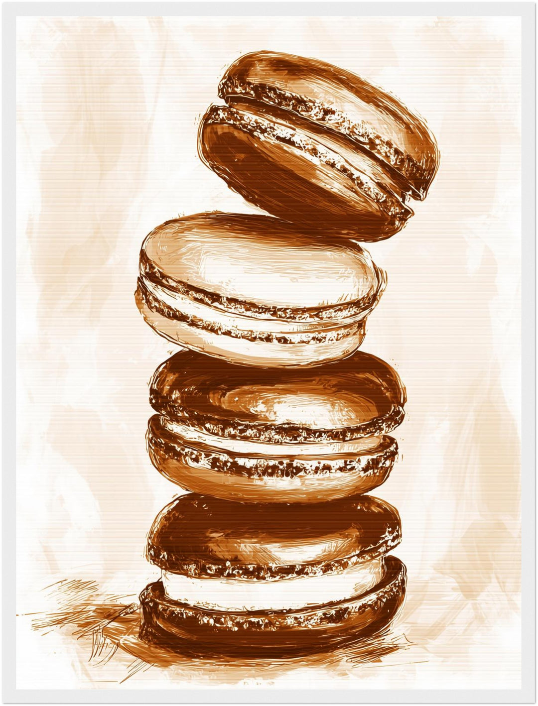 Gestapelte Macarons Vintage Poster – Weißer Rahmen – Produktfoto