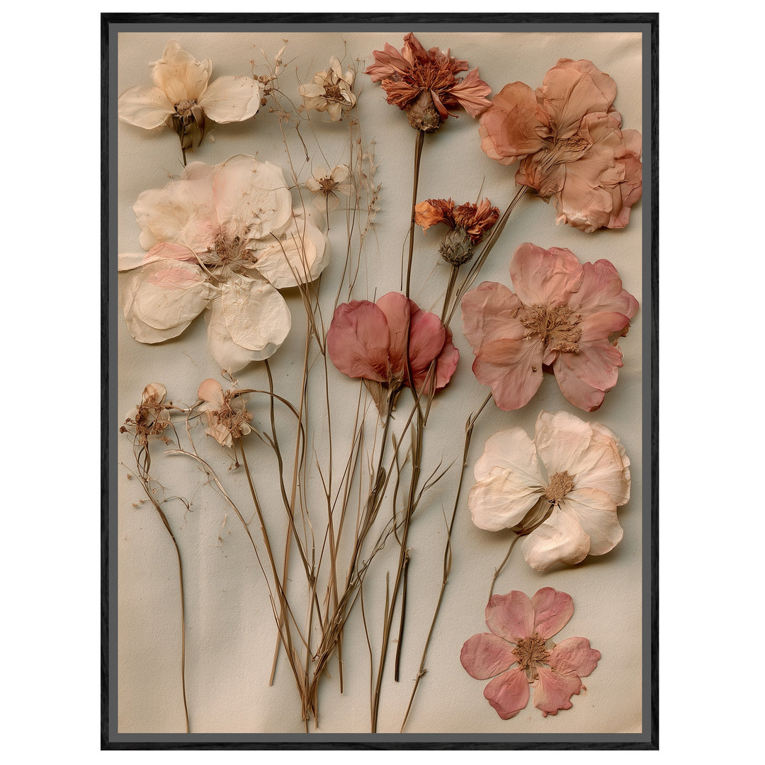 Getrocknete Blüten Vintage Leinwandbild – Leinwandbild
