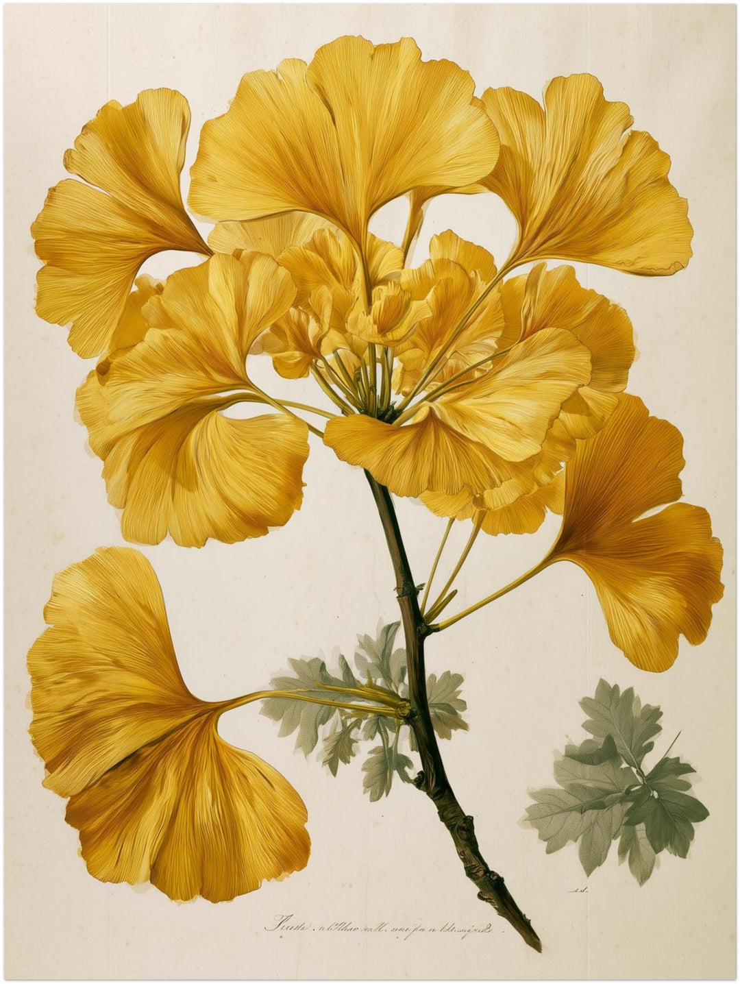 Goldene Ginkgo Botanik Leinwandbild – Ohne Rahmen – Produktfoto
