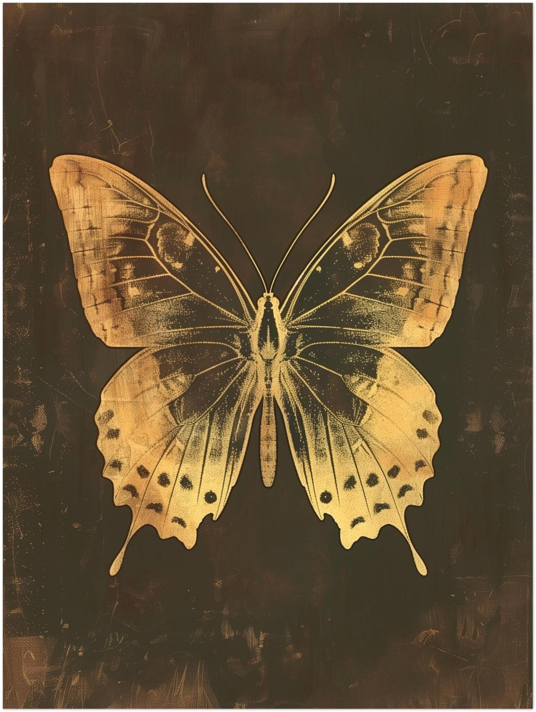 Goldener Schmetterling Vintage Poster – Ohne Rahmen – Produktfoto
