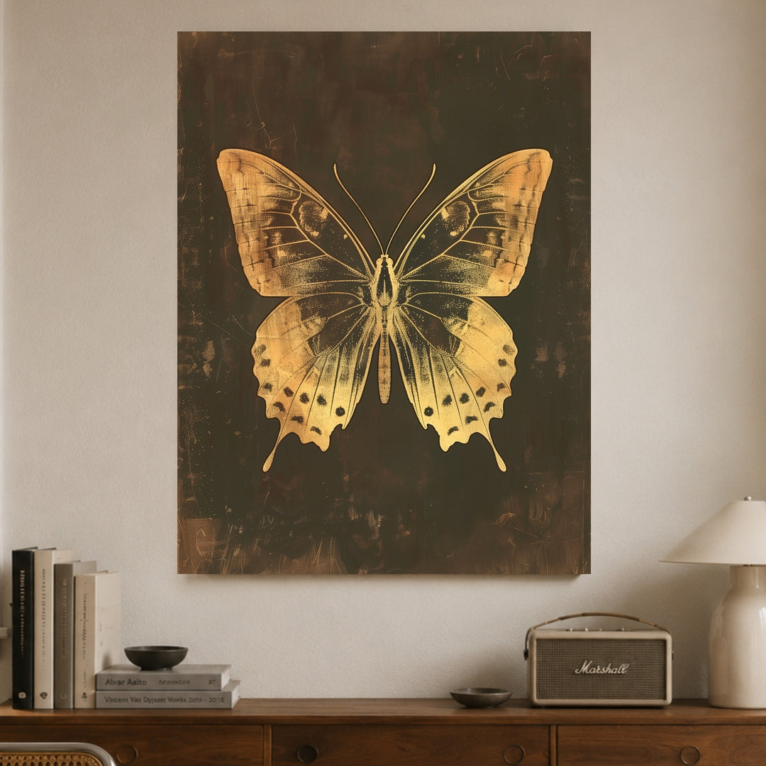 Goldener Schmetterling Vintage Poster – Ohne Rahmen – Produktfoto