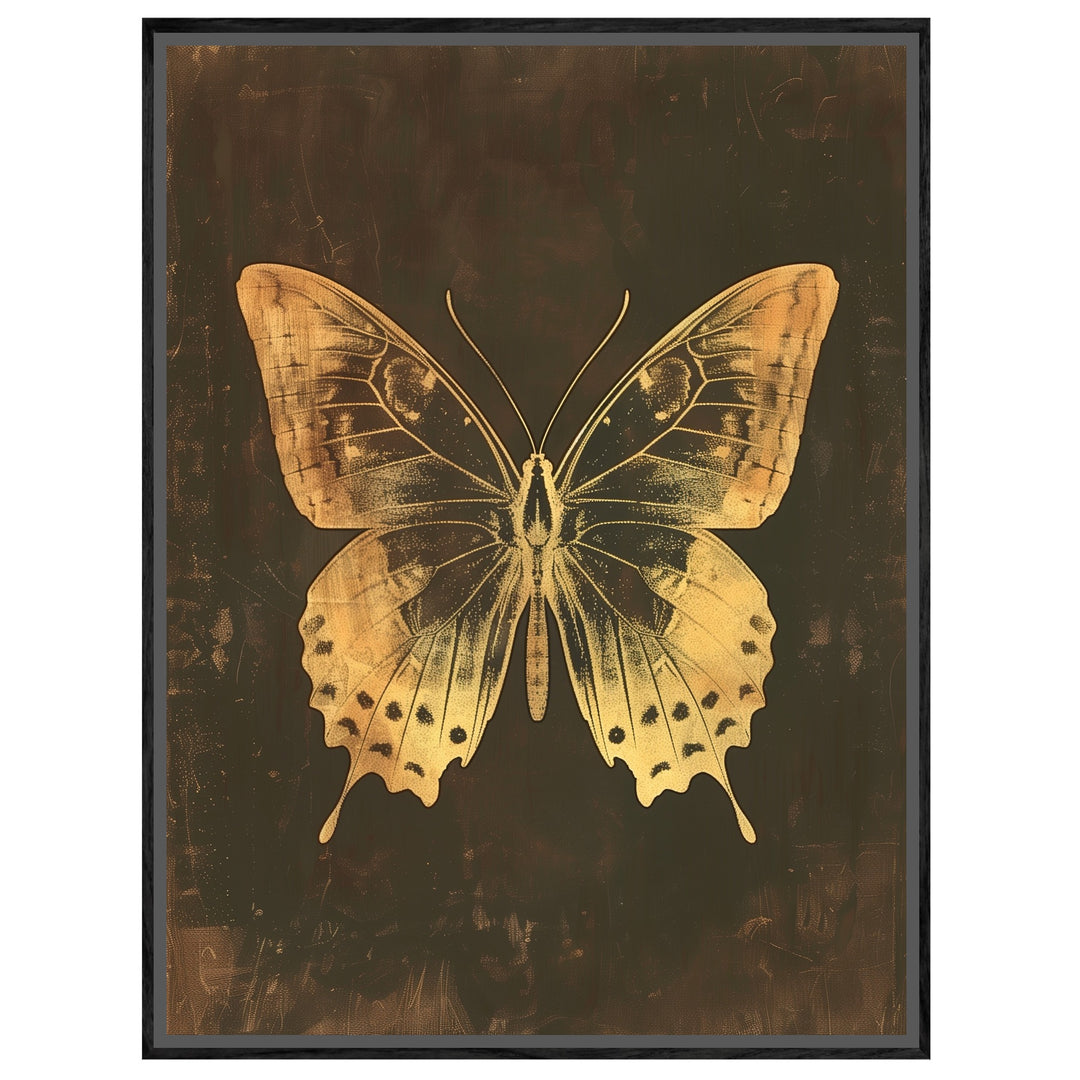 Goldener Schmetterling Vintage Leinwandbild – Leinwandbild
