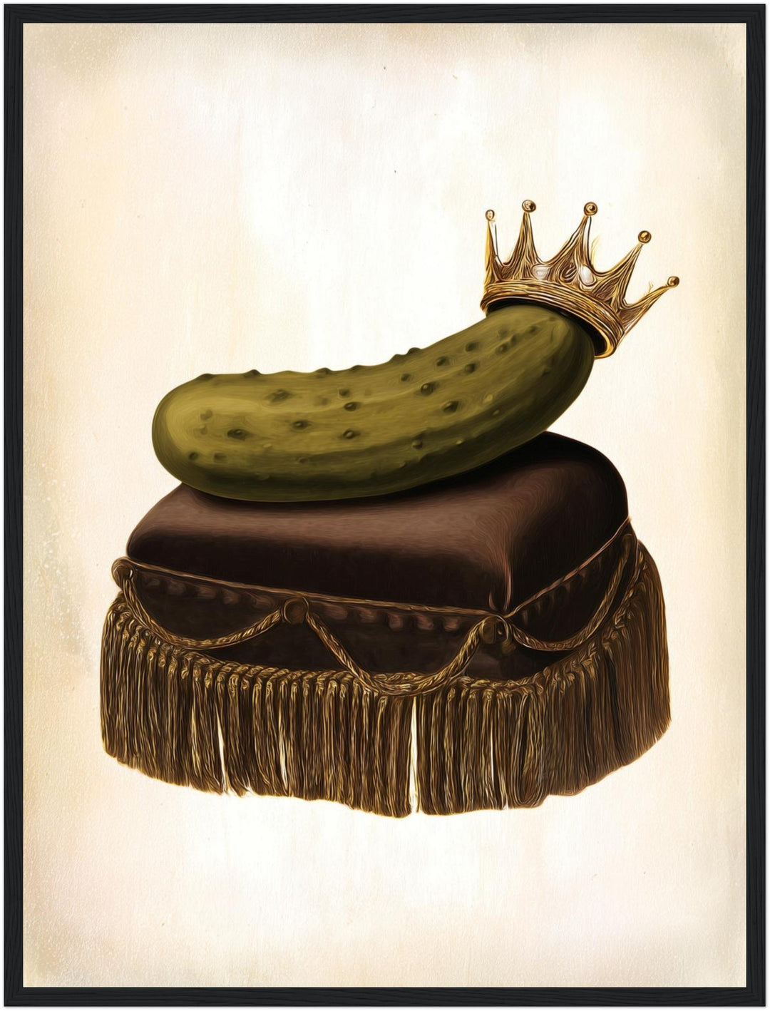 Gurke auf dem Thron Poster – Schwarzer Rahmen – Produktfoto
