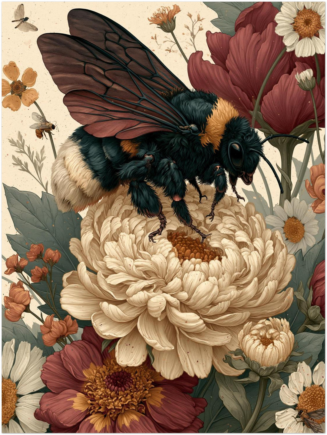 Hummel im Blütenmeer Poster – Ohne Rahmen – Produktfoto