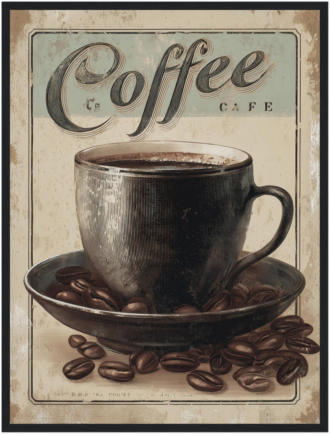 Kaffeetasse mit Bohnen Poster Vintage – mattes Kunstdruck-Papier – Ansicht 5