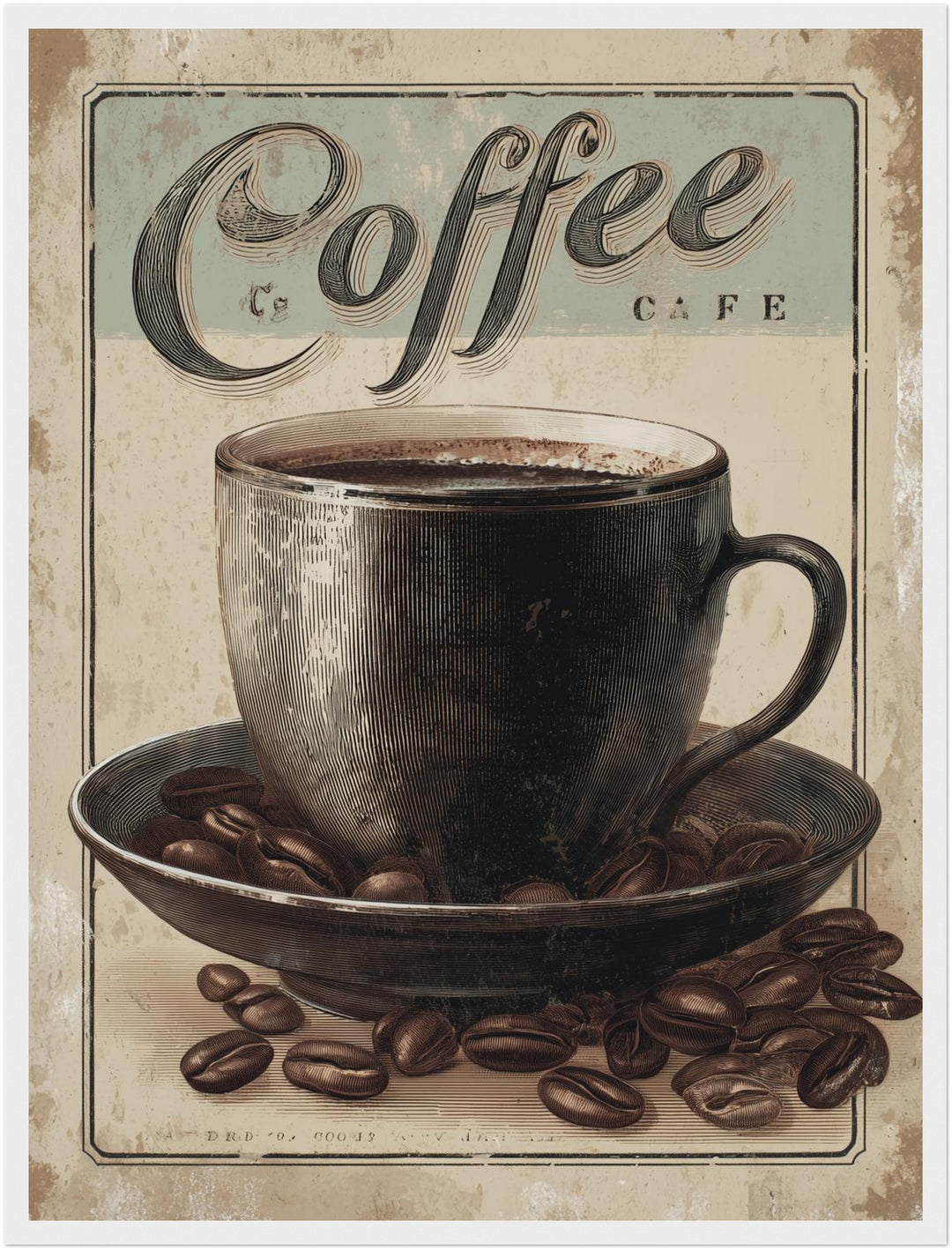 Kaffeetasse mit Bohnen Poster Vintage – mattes Kunstdruck-Papier – Ansicht 6